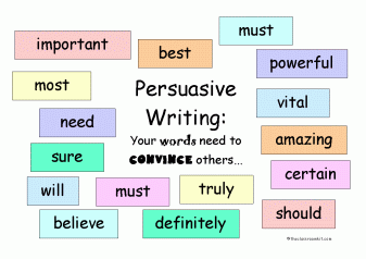 persuasive writing vocabulary chart