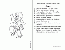 instruction worksheet - clown