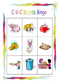 cvc words bingo