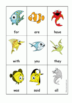 ocean creatures sight word card game