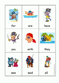 pirate ahoy sight word card game