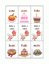 bake a cake - bossy e words card game