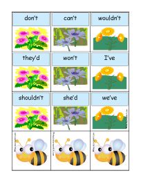 buzzy bee contractions card game