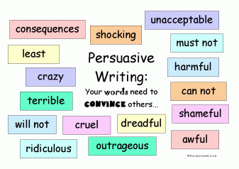 persuasive writing negative vocabulary
