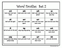 word families set 2