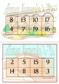 roman numerals 1-20 bingo game