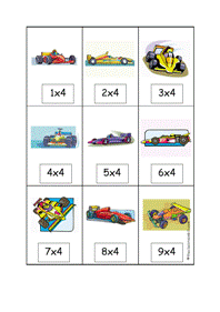 racing cars x4 tables card game