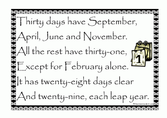 30 days have September poem